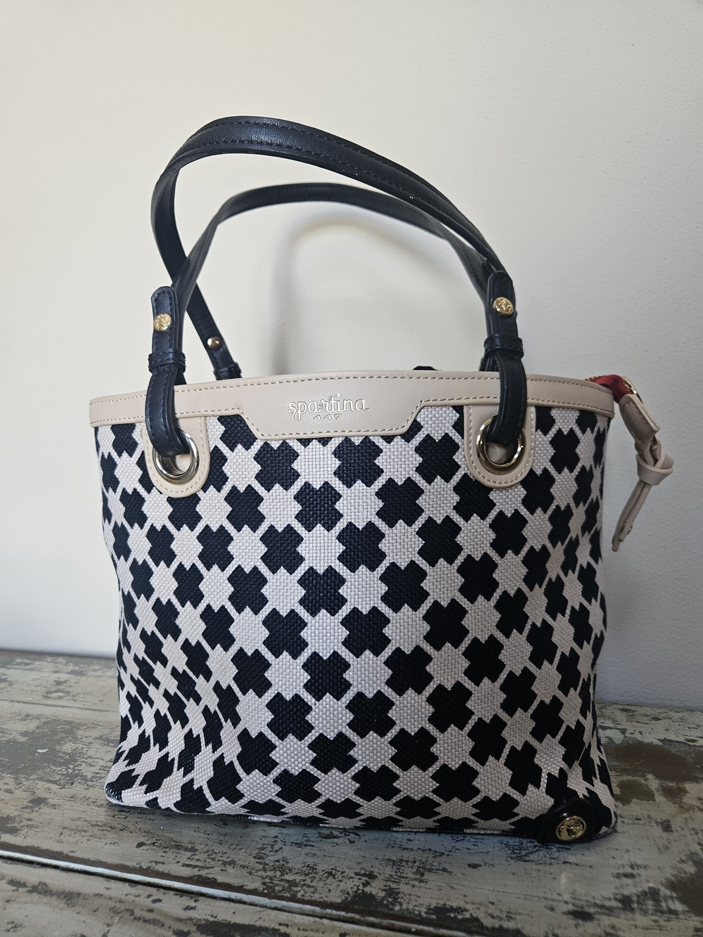 Spartina 449 Black & Cream Patterned Tote Bag